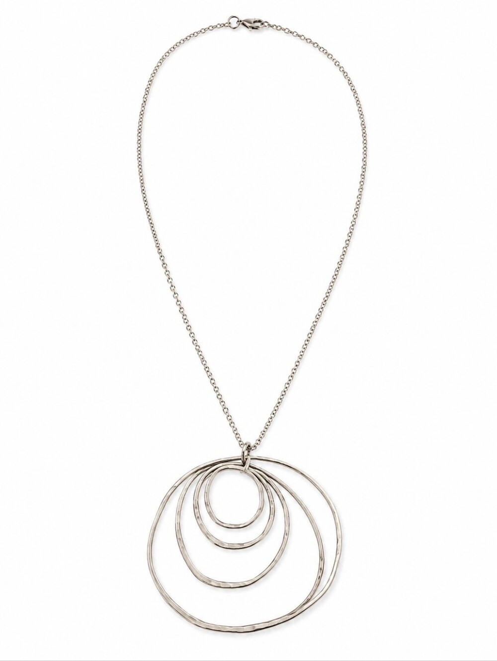 Artisan Handcrafted Silver Concentric Circle Pendant Necklace 18"